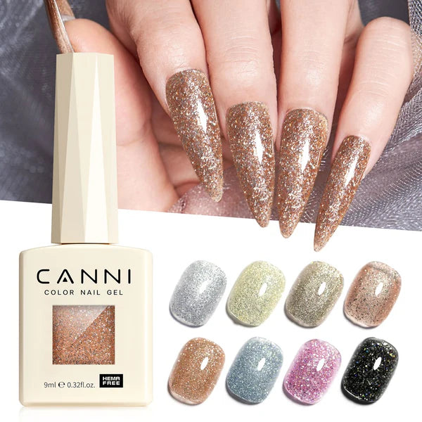 CANNI HEMA-FREE & TPO-FREE Glitter Gélový Lak 9 ml – Diamond Glitter Series - 8060