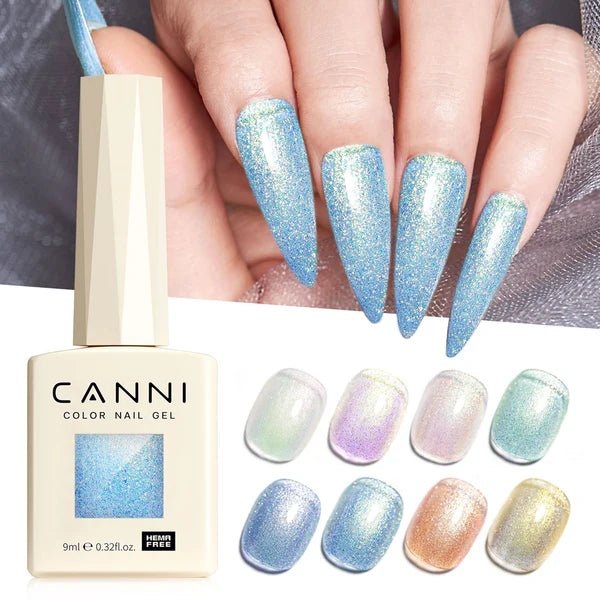 CANNI HEMA-FREE & TPO-FREE Glitter Gélový Lak 9 ml – Aurora Glitter Series - 8066