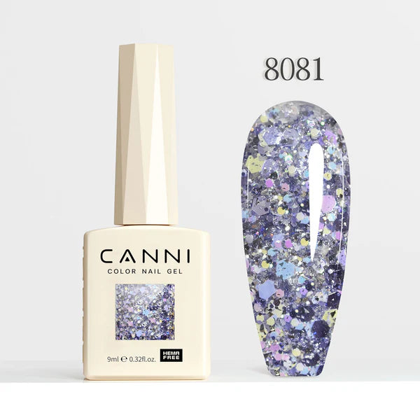 CANNI HEMA-FREE & TPO-FREE Glitter Gélový Lak 9 ml – Glitz Flash Series - 8081