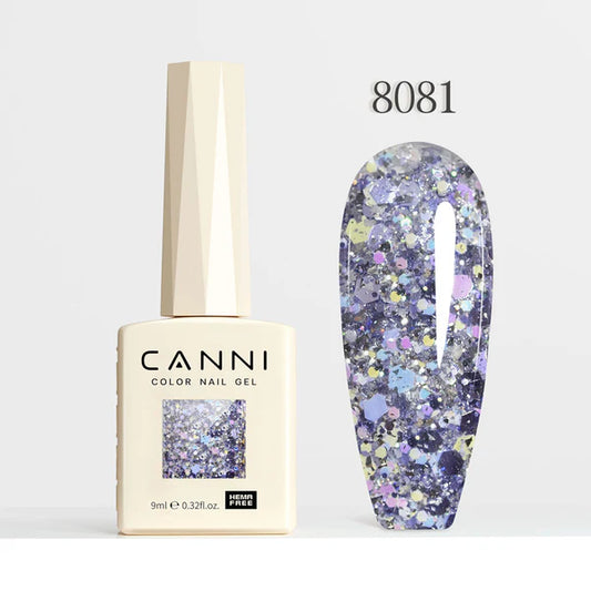 CANNI HEMA-FREE & TPO-FREE Glitter Gélový Lak 9 ml – Glitz Flash Series - 8081