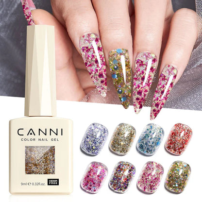 CANNI HEMA-FREE & TPO-FREE Glitter Gélový Lak 9 ml – Glitz Flash Series - 8082