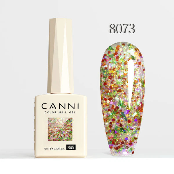 CANNI HEMA-FREE & TPO-FREE Glitter Gélový Lak 9 ml – Prism Flash Series - 8073