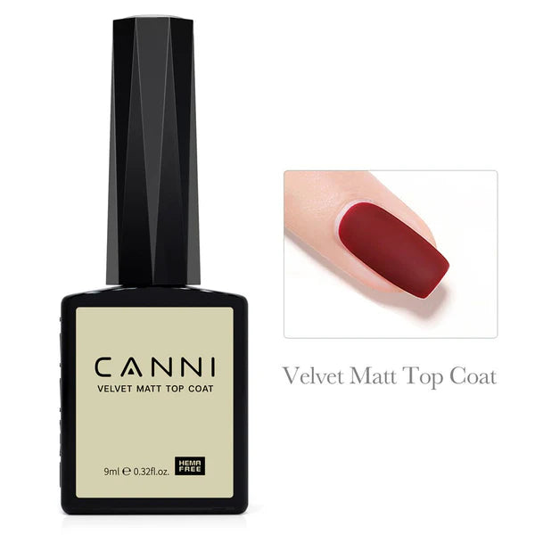CANNI HEMA-Free Velvet Matt Top Coat 9 ml – matný vrchný gél lak