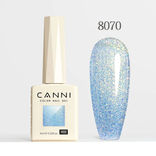 CANNI HEMA-FREE & TPO-FREE Glitter Gélový Lak 9 ml – Aurora Glitter Series - 8070