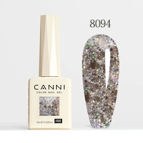 CANNI HEMA-FREE & TPO-FREE Glitter Gélový Lak 9 ml – Dawn Crystal Flash Series - 8094