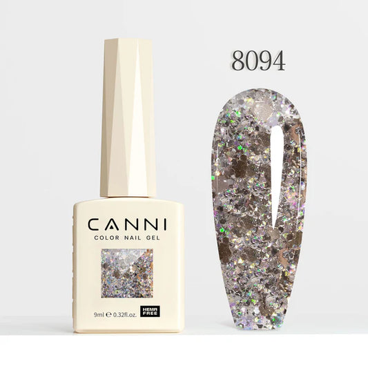 CANNI HEMA-FREE & TPO-FREE Glitter Gélový Lak 9 ml – Dawn Crystal Flash Series - 8094