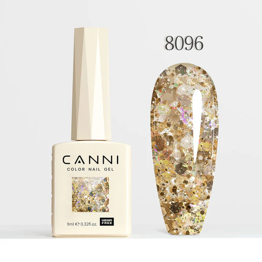 CANNI HEMA-FREE & TPO-FREE Glitter Gélový Lak 9 ml – Dawn Crystal Flash Series - 8096