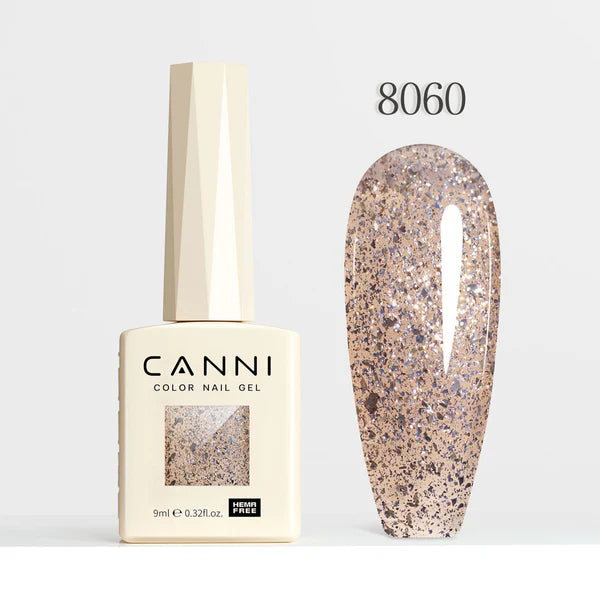 CANNI HEMA-FREE & TPO-FREE Glitter Gélový Lak 9 ml – Diamond Glitter Series - 8060