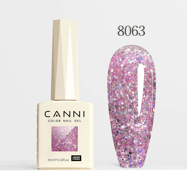 CANNI HEMA-FREE & TPO-FREE Glitter Gélový Lak 9 ml – Diamond Glitter Series - 8063