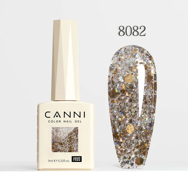 CANNI HEMA-FREE & TPO-FREE Glitter Gélový Lak 9 ml – Glitz Flash Series - 8082