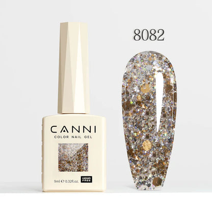 CANNI HEMA-FREE & TPO-FREE Glitter Gélový Lak 9 ml – Glitz Flash Series - 8082