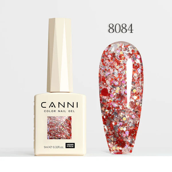 CANNI HEMA-FREE & TPO-FREE Glitter Gélový Lak 9 ml – Glitz Flash Series - 8084
