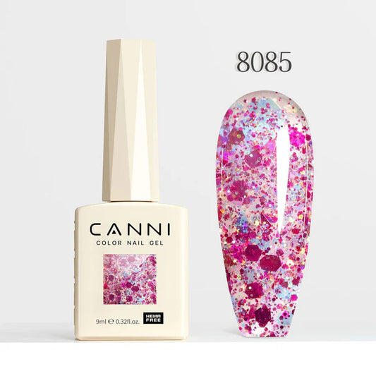 CANNI HEMA-FREE & TPO-FREE Glitter Gélový Lak 9 ml – Glitz Flash Series - 8085