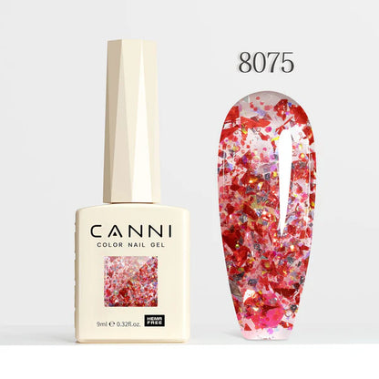 CANNI HEMA-FREE & TPO-FREE Glitter Gélový Lak 9 ml – Prism Flash Series - 8075