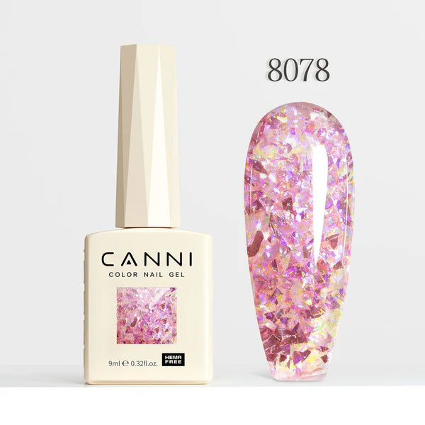 CANNI HEMA-FREE & TPO-FREE Glitter Gélový Lak 9 ml – Prism Flash Series - 8078