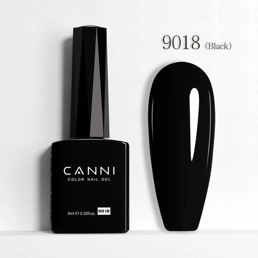 CANNI HEMA & TPO Free UVLED gélový lak 9 ml – 9018 (Čierna)