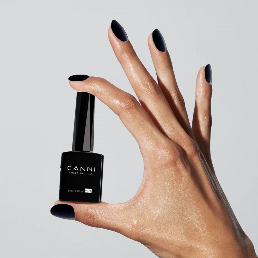 CANNI HEMA & TPO Free UVLED gélový lak 9 ml – 9018 (Čierna)