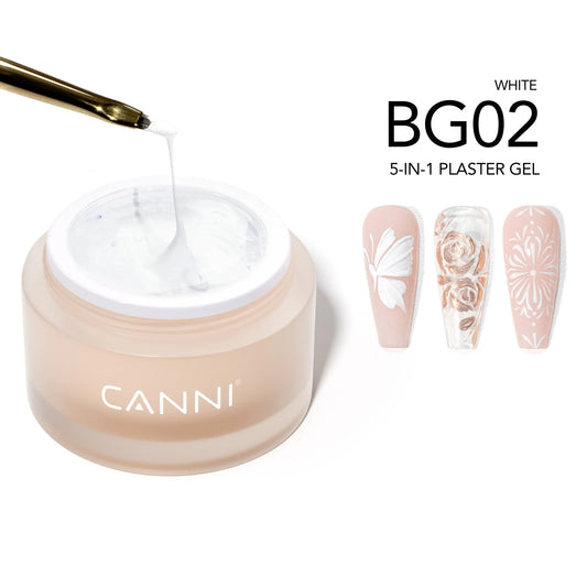 CANNI 5in1 Plaster Gel BG02 – biely zdobiaci gél na nechty, 10 g