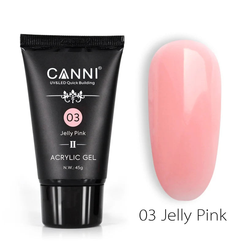 CANNI HEMA & TPO Free akrylgél (polygél) sada 6 × 45 g + 2× Nail Liquid 75 ml ZADARMO