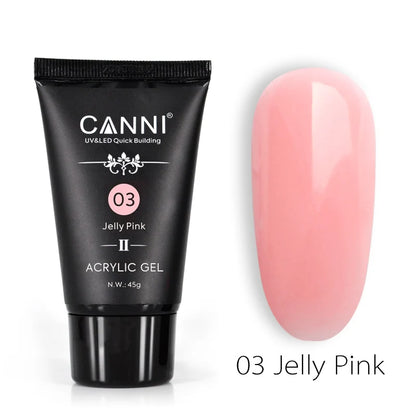 CANNI HEMA & TPO Free akrylgél (polygél) sada 6 × 45 g + 2× Nail Liquid 75 ml ZADARMO