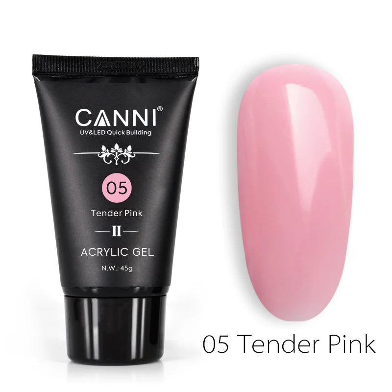 CANNI HEMA & TPO Free akrylgél (polygél) sada 6 × 45 g + 2× Nail Liquid 75 ml ZADARMO