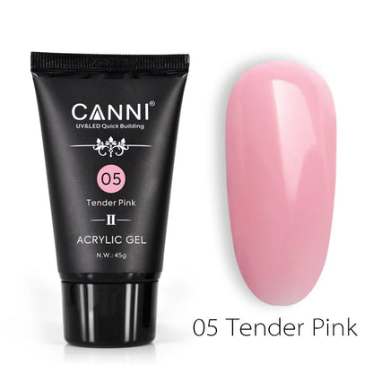 CANNI HEMA & TPO Free akrylgél (polygél) sada 6 × 45 g + 2× Nail Liquid 75 ml ZADARMO