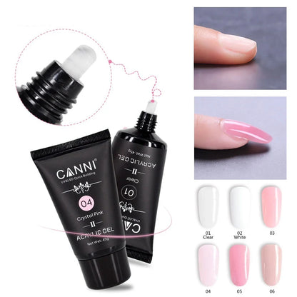 CANNI HEMA & TPO Free akrylgél (polygél) sada 6 × 45 g + 2× Nail Liquid 75 ml ZADARMO