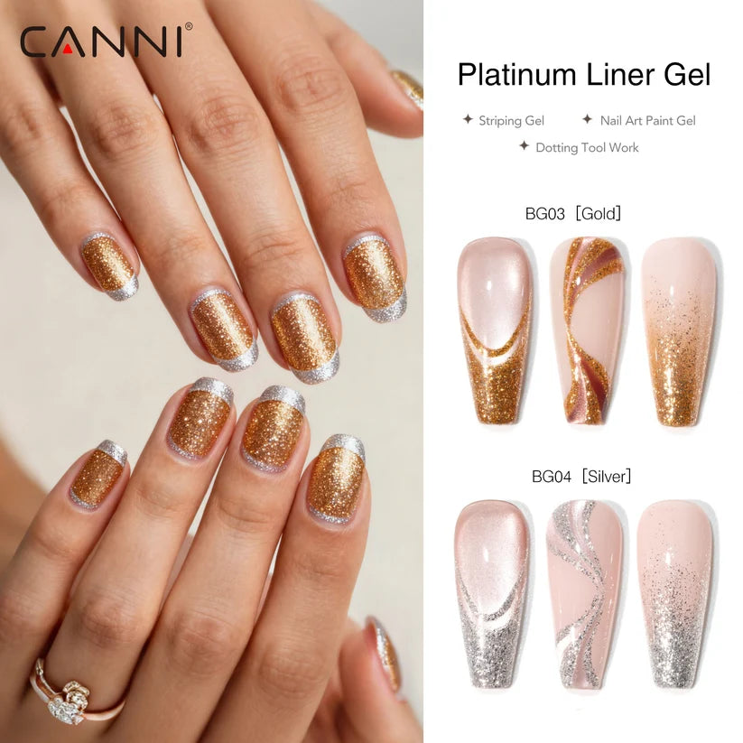 CANNI Metallic Painting Gel BG04 – strieborný zdobiaci gél na nechty, 10 g