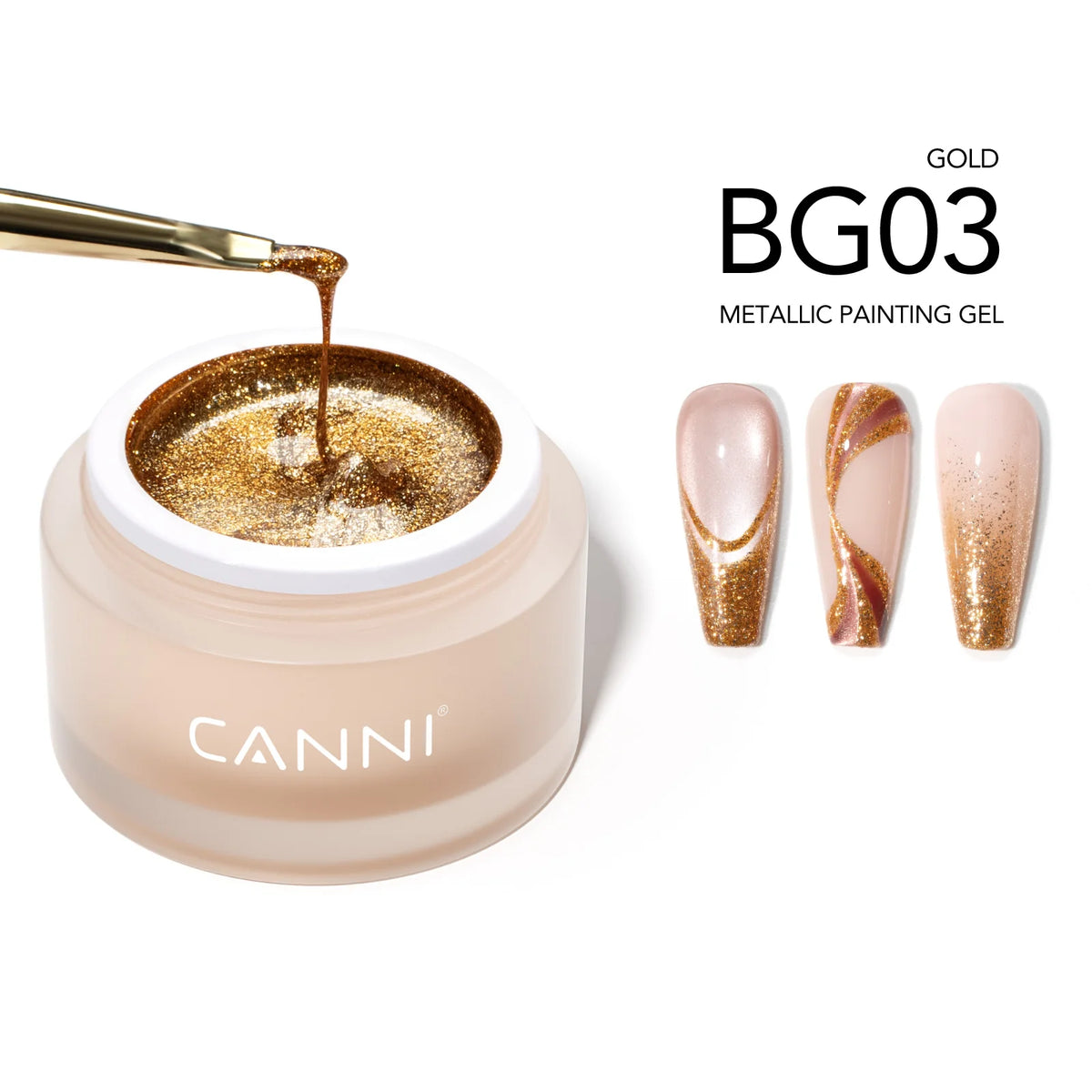 CANNI Metallic Painting Gel BG03 – zlatý zdobiaci gél na nechty, 10 g