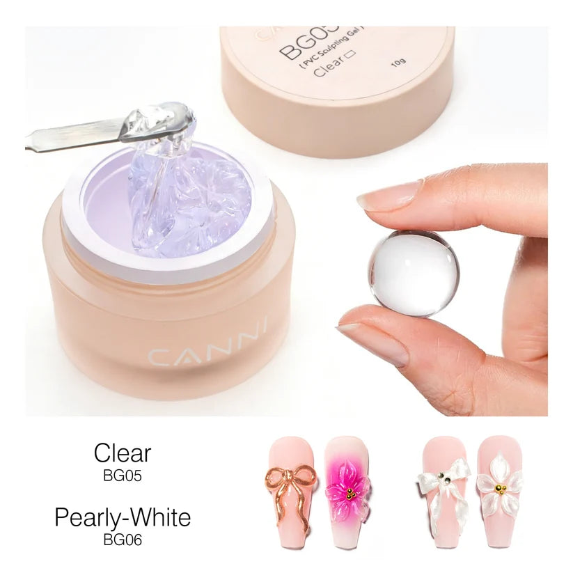 CANNI PVC Sculpting Gel BG06 – perleťovo biely 3D zdobiaci gél, 10 g