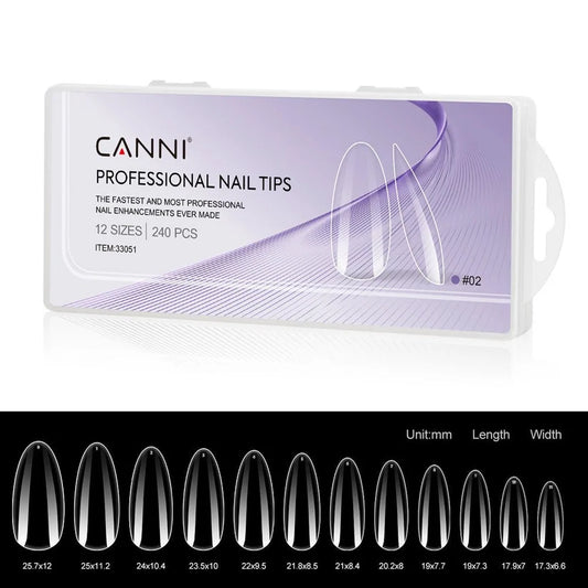 CANNI Soft Gel tipy na nechty No.02 – mandľové, 240 ks / 12 veľkostí