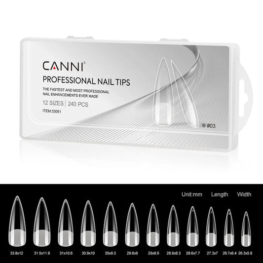 CANNI Soft Gel tipy na nechty No.03 – Stiletto, 240 ks / 12 veľkostí