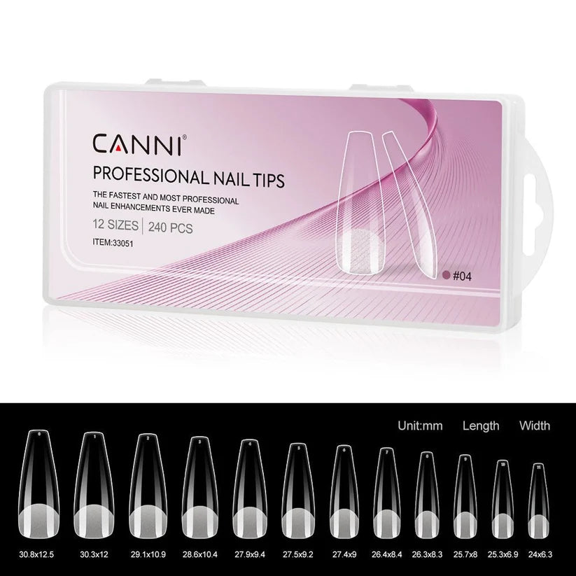 CANNI Soft Gel tipy na nechty No.04 – Coffin, 240 ks / 12 veľkostí