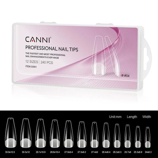 CANNI Soft Gel tipy na nechty No.04 – Coffin, 240 ks / 12 veľkostí