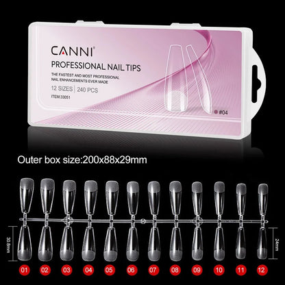 CANNI Soft Gel tipy na nechty No.04 – Coffin, 240 ks / 12 veľkostí